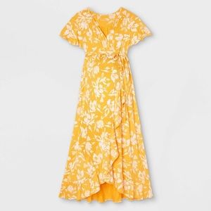 flutter short sleeve knit wrap maternity dress
